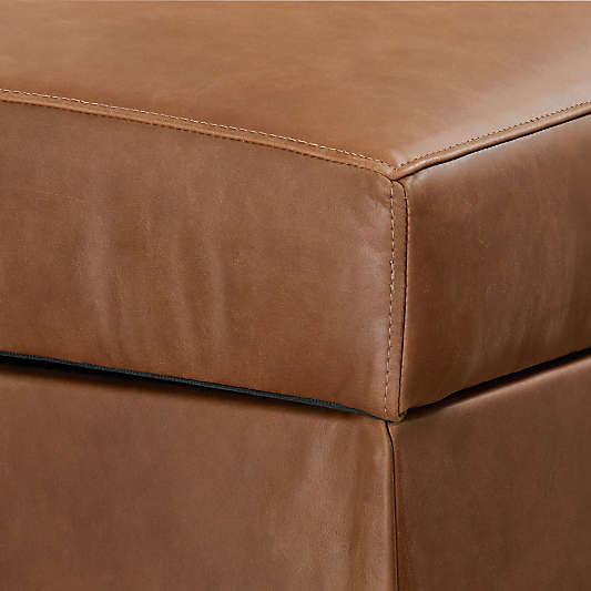 Gather Deep Leather Storage Ottoman