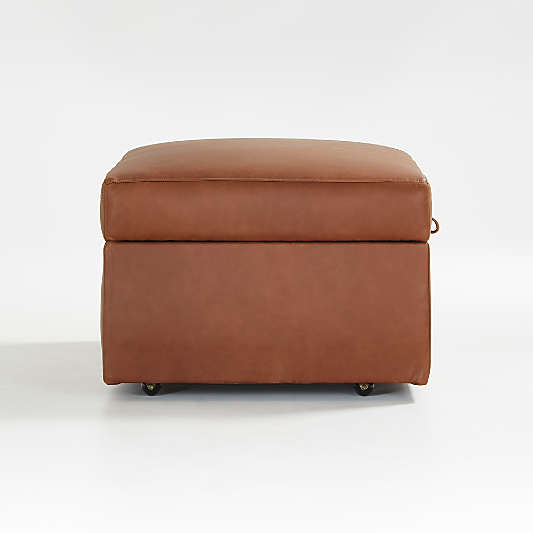 Gather Deep Leather Storage Ottoman