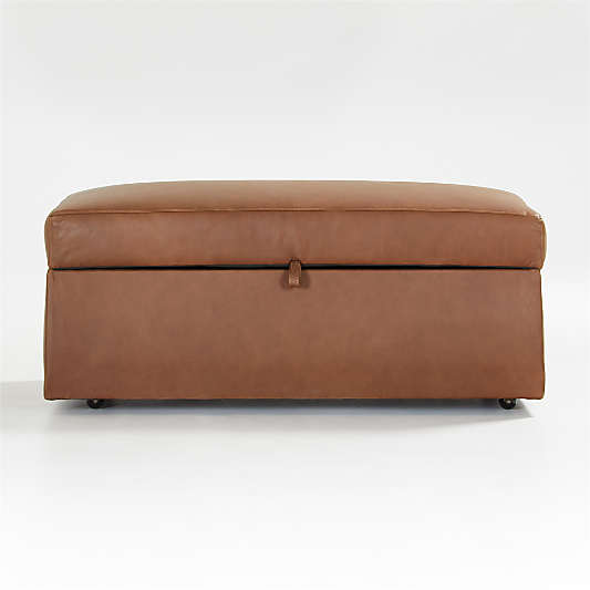 Gather Deep Leather Storage Ottoman