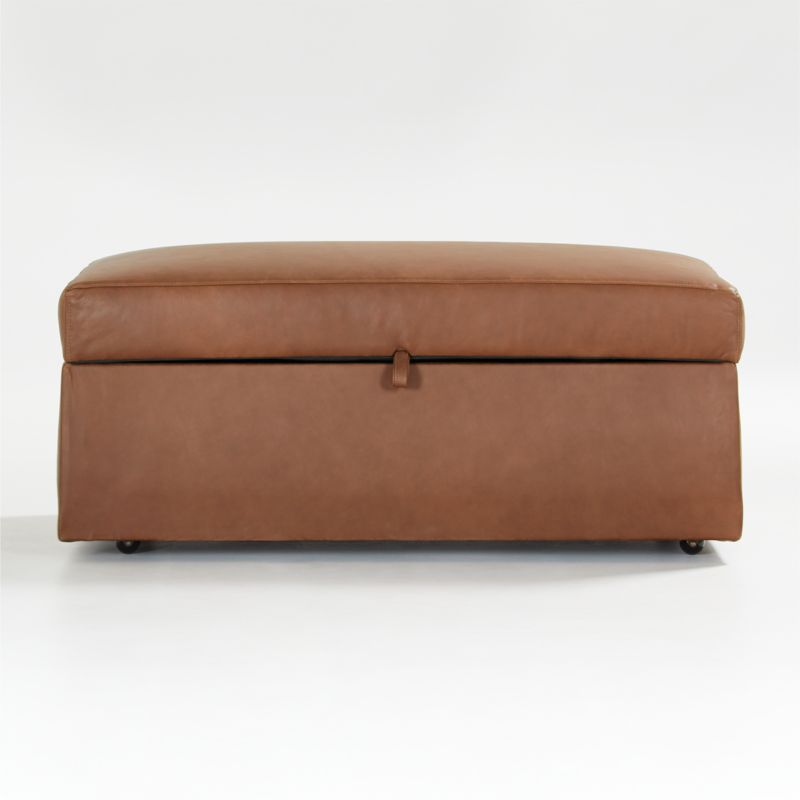 Gather Deep Leather Storage Ottoman - image 1 of 9