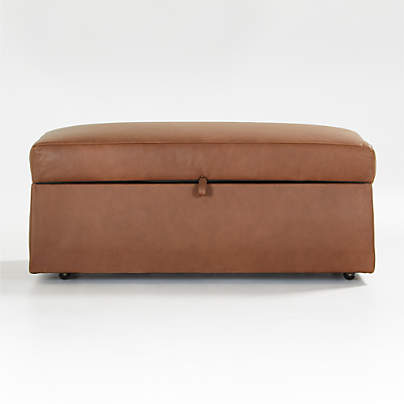 Gather Deep Leather Storage Ottoman