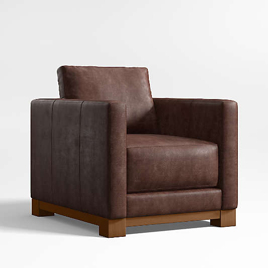 Gather Wood Base 38" Leather Chair