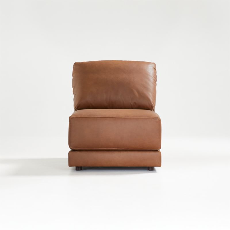 Gather Deep Leather Armless Chair - image 2 of 9