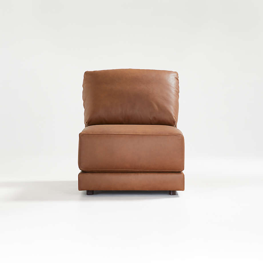 Gather Deep Leather Armless Chair Reviews Crate Barrel