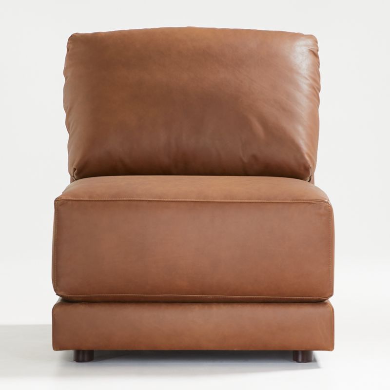 Gather Deep Leather Armless Chair - image 0 of 9