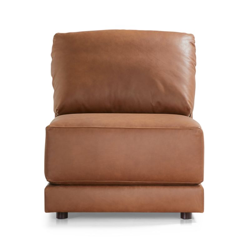 Gather Deep Leather Armless Chair - image 3 of 9