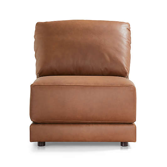 Gather Deep Leather Armless Chair Sectional Piece