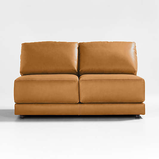 Gather Deep Leather Armless Loveseat Sectional Piece