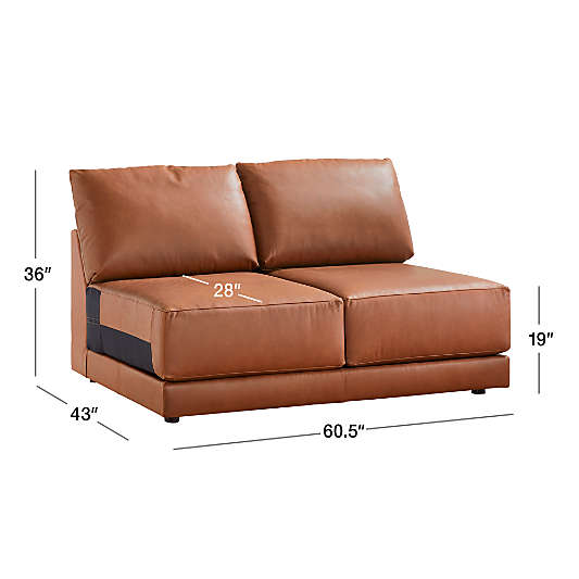 Gather Deep Leather Armless Loveseat