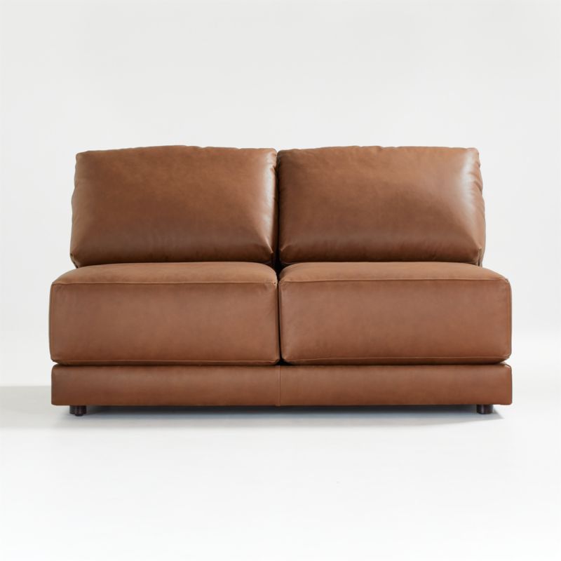 Gather Deep Leather Armless Loveseat - image 2 of 9