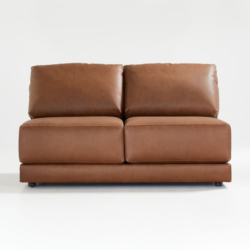 Gather Deep Leather Armless Loveseat - image 0 of 9