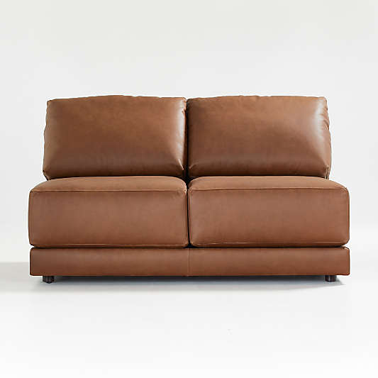 Gather Leather Armless Loveseat