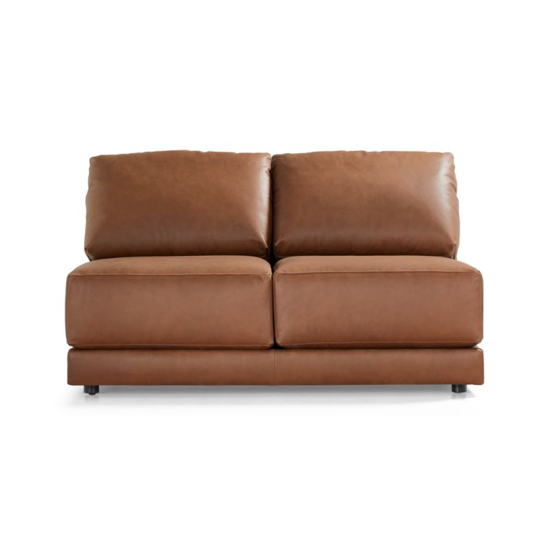 Gather Deep Leather Armless Loveseat - image 3 of 9