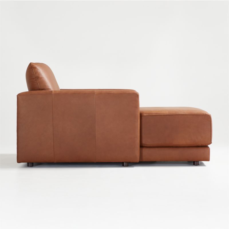 Gather Deep Leather Chaise - image 0 of 8