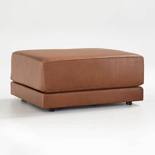 Gather Deep Leather Cocktail Ottoman