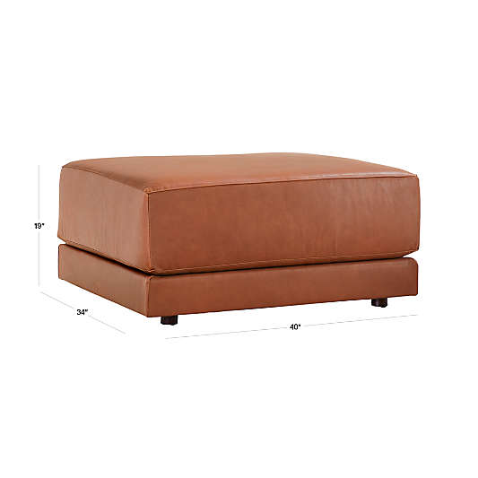 Gather Deep Leather Cocktail Ottoman