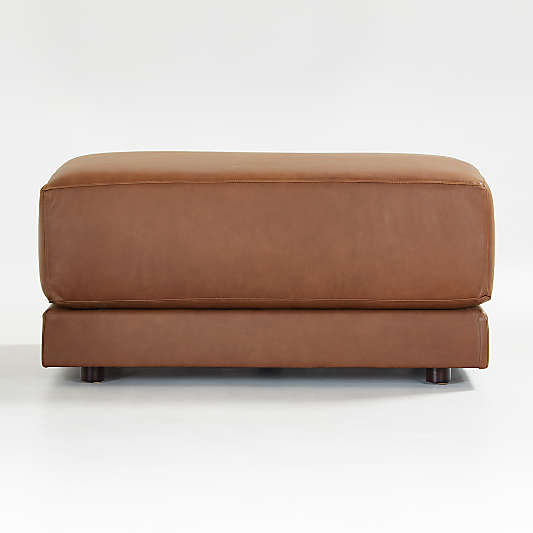 Gather Deep Leather Cocktail Ottoman