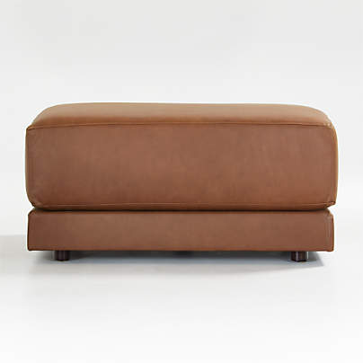 Gather Deep Leather Cocktail Ottoman