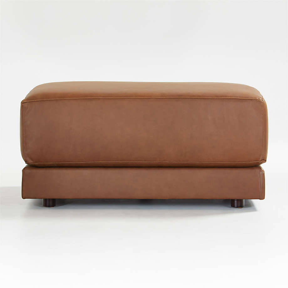 Gather Deep Leather Cocktail Ottoman + Reviews Crate & Barrel