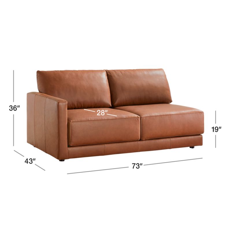 View Gather Deep Leather Left-Arm Apartment Sofa - image 2 of 11