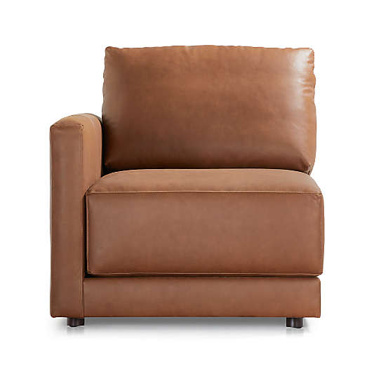 Gather Deep Leather Left-Arm Chair Sectional Piece