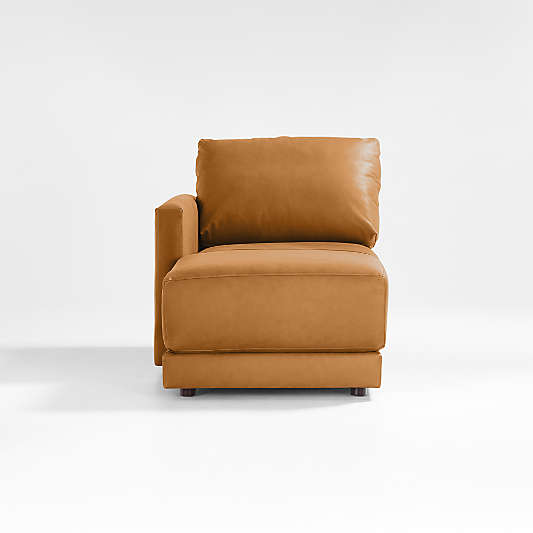 Gather Deep Leather Left-Arm Chaise Lounge Sectional Piece
