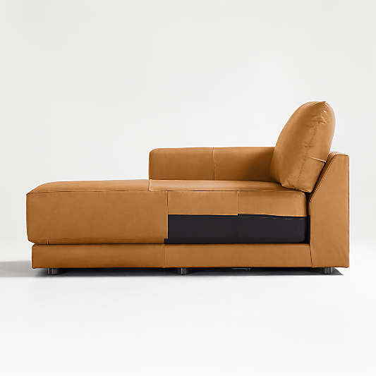 Gather Deep Leather Left-Arm Chaise Lounge Sectional Piece