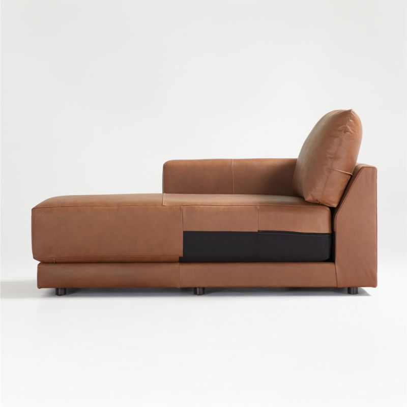 Gather Deep Leather Left-Arm Chaise - image 2 of 10