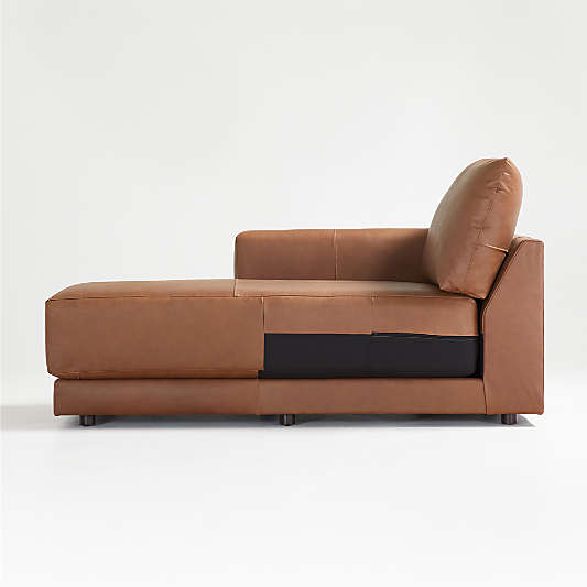 Gather Leather Left-Arm Chaise