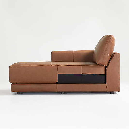 Gather Leather Left-Arm Chaise