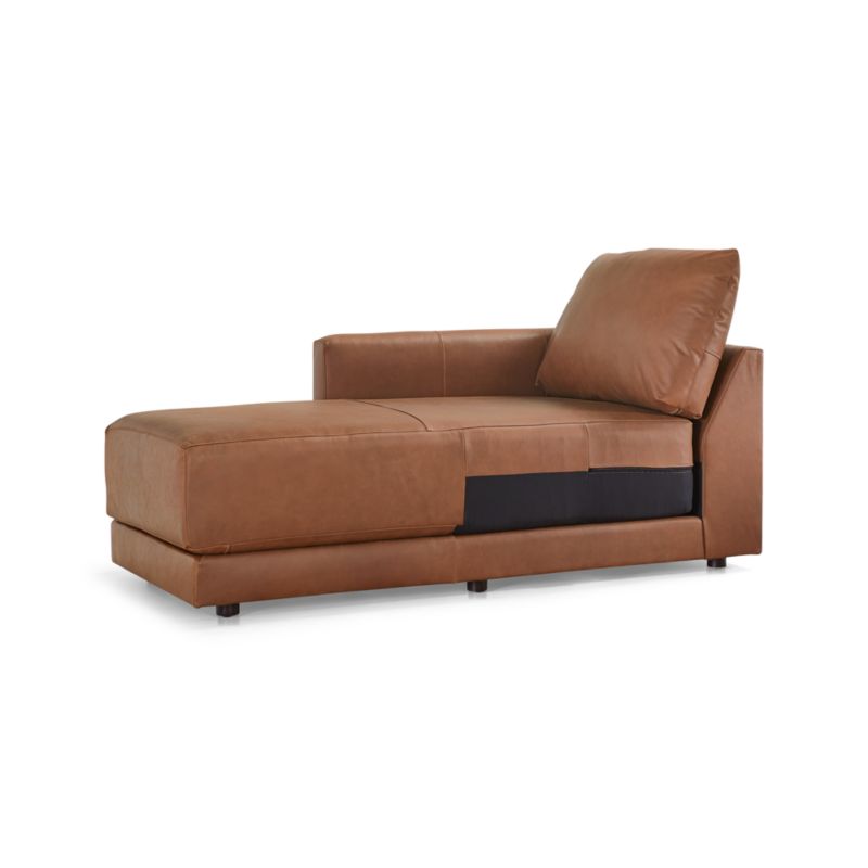 Gather Deep Leather Left-Arm Chaise - image 3 of 10