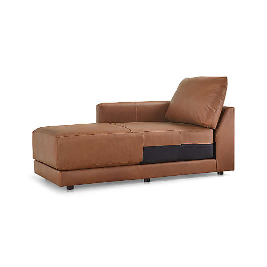 Gather Deep Leather Left-Arm Chaise Lounge Sectional Piece