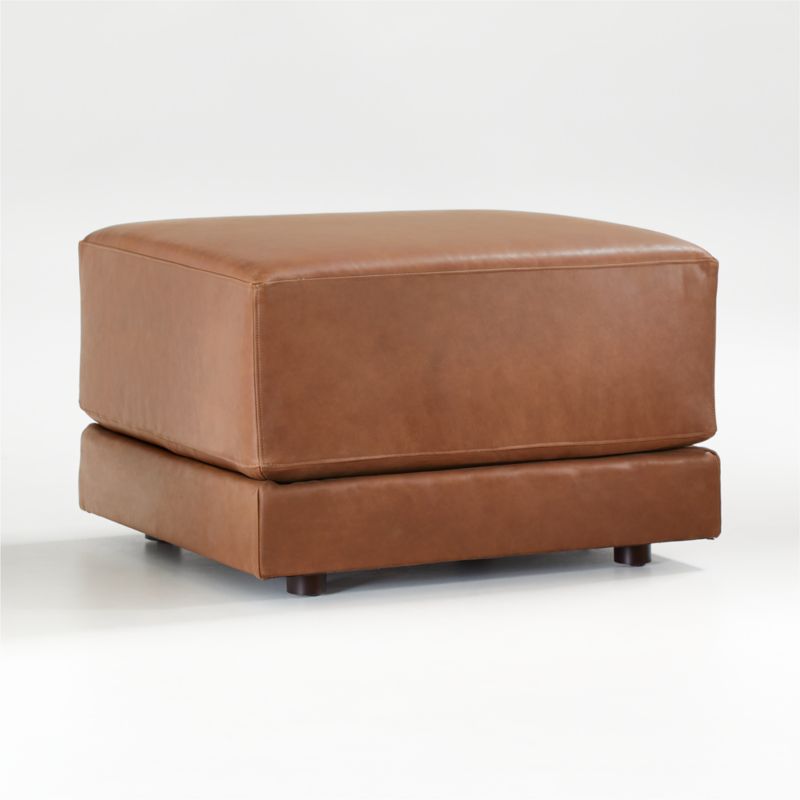 Gather Deep Leather Ottoman - image 2 of 5