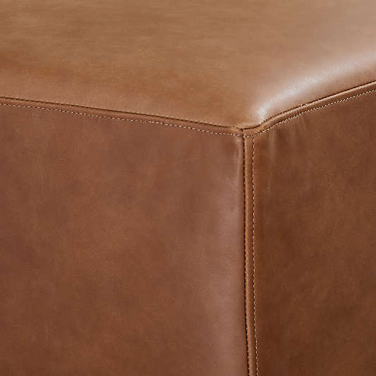 Gather Deep Leather Cocktail Ottoman