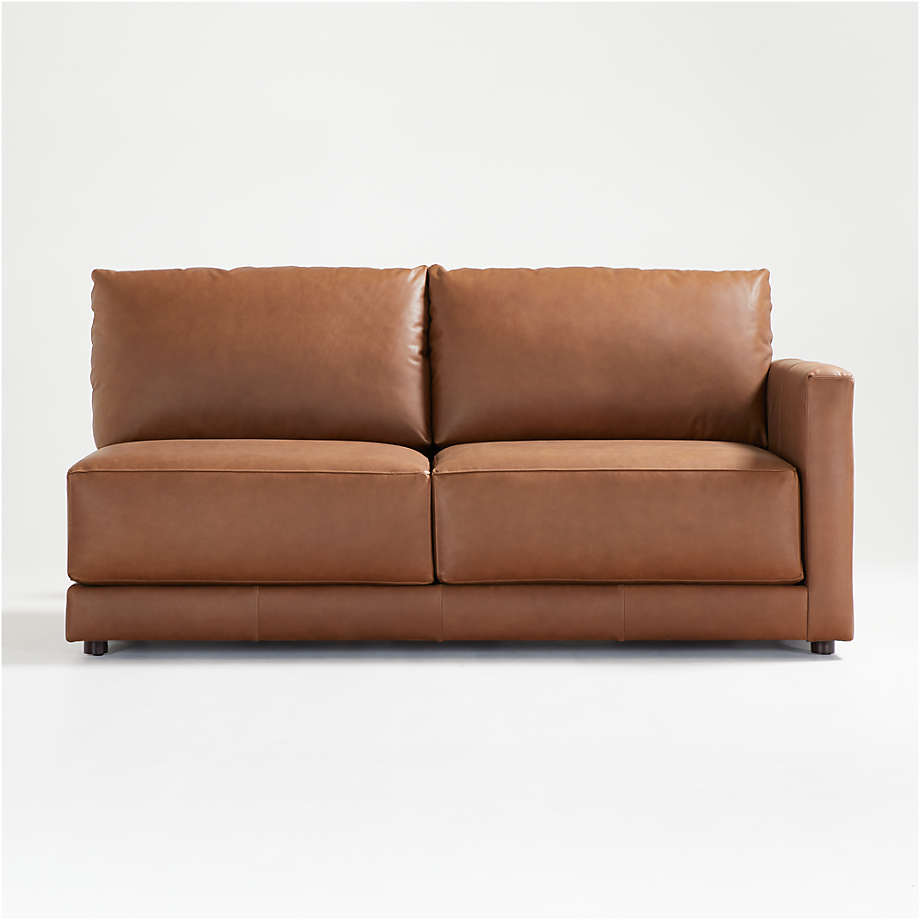 Gather Deep Leather Right-Arm Apartment Sofa + Reviews | Crate & Barrel