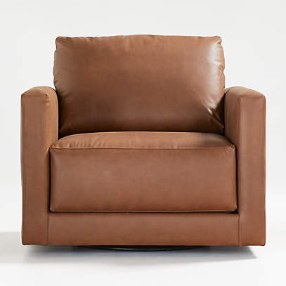 Gather Deep Leather Swivel Chair, Swivel Living Room Chairs Canada