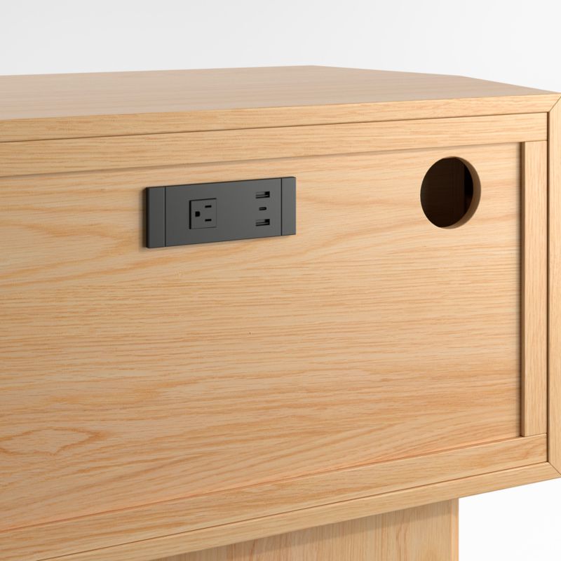 Gather Natural Oak Wood Charging Nightstand