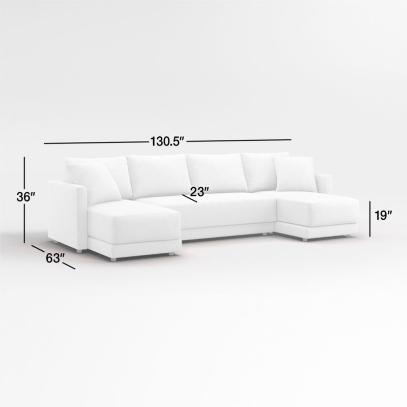 View Gather 3-Piece Double Chaise Bench Sectional Sofa - image 3 of 13