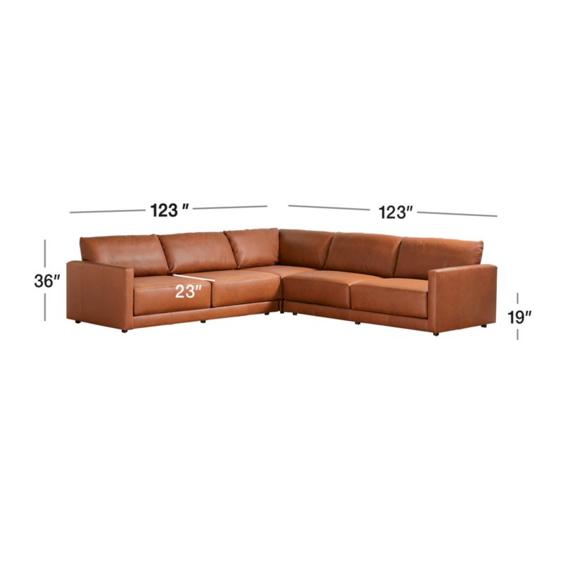 View Gather Leather 3-Piece Sectional Sofa - image 3 of 11