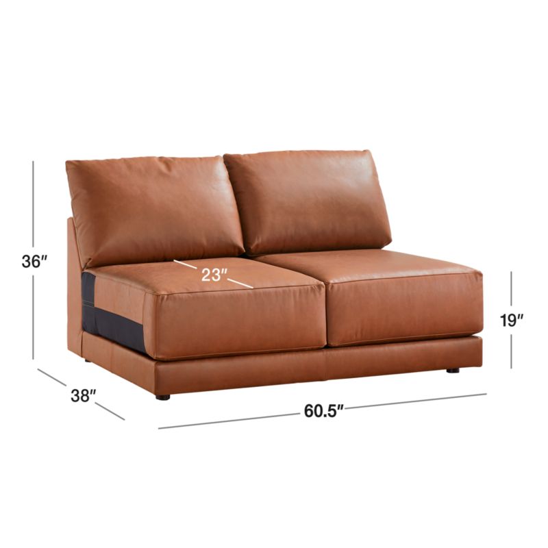 View Gather Leather Armless Loveseat - image 2 of 9