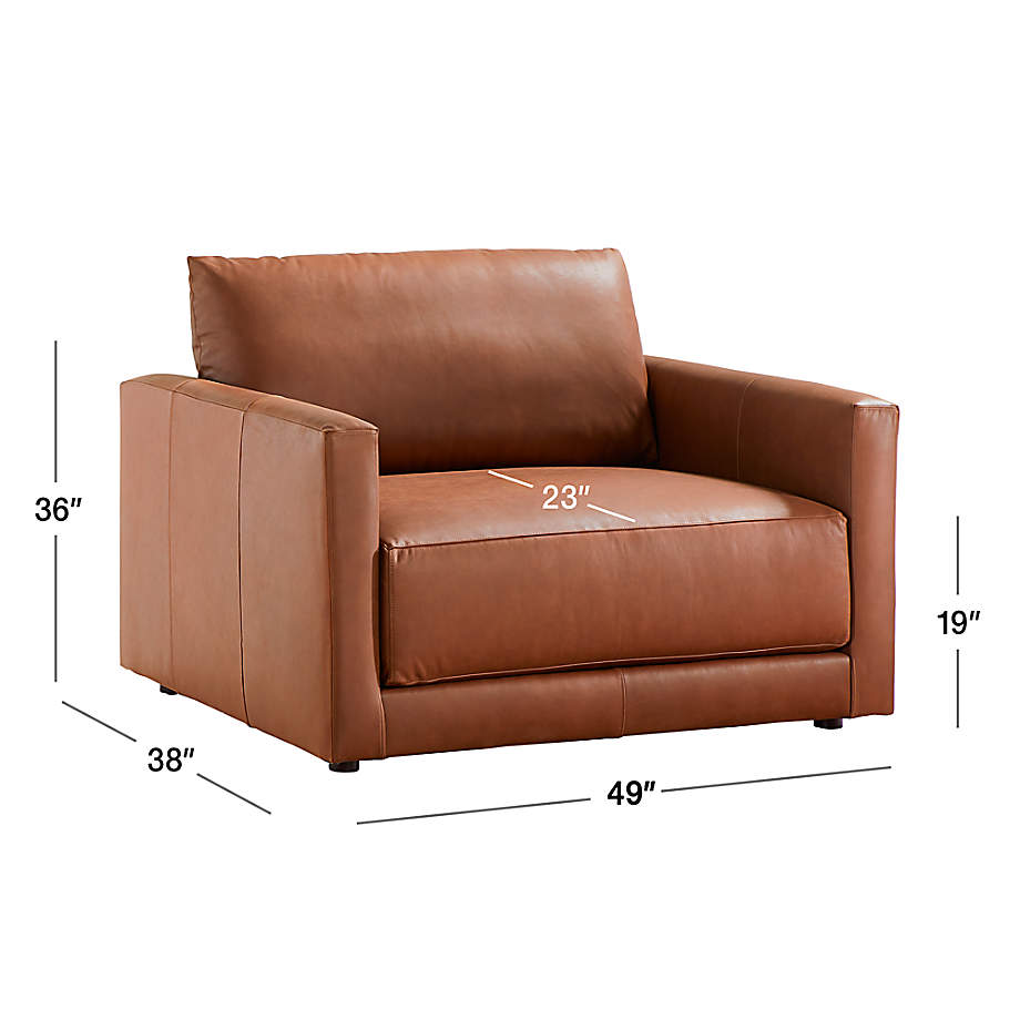 Cognac leather chair discount and a half