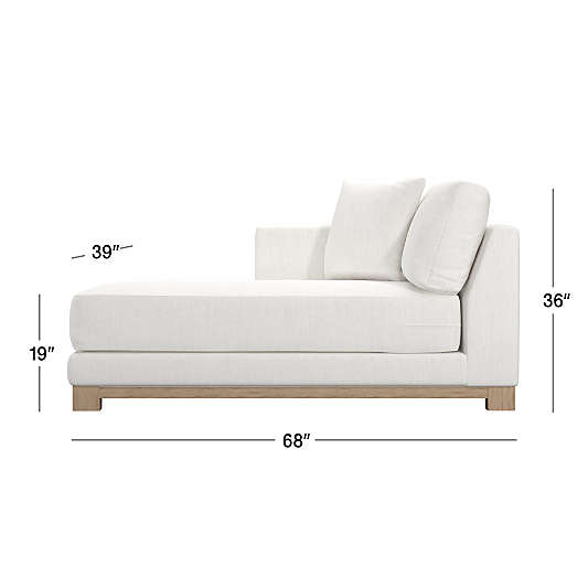 Gather Wood Base Leather Left-Arm Chaise Lounge