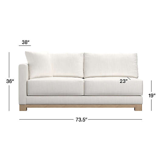 Gather Wood Base Leather Left-Arm Sofa Sectional Piece