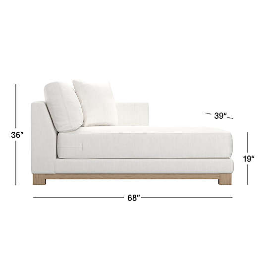 Gather Wood Base Leather Right-Arm Chaise Lounge Sectional Piece