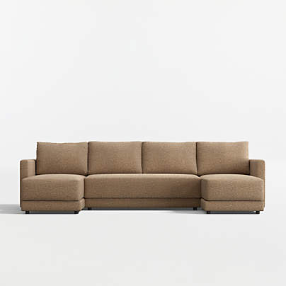 Gather 3-Piece U-Shaped Bench Sectional Sofa with Double Chaise Lounge