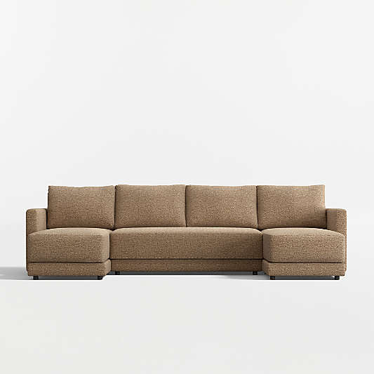 Gather 3-Piece U-Shaped Bench Sectional Sofa with Double Chaise Lounge