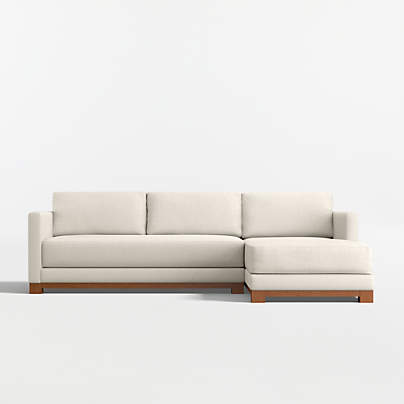 Gather Wood Base 2-Piece Bench Sectional Sofa with Chaise Lounge