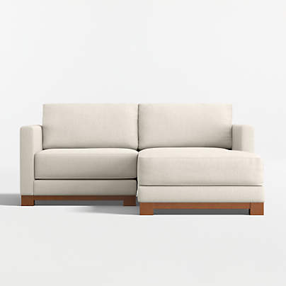 Gather Wood Base 2-Piece Small Space Sectional Sofa with Chaise Lounge