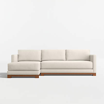 Gather Wood Base 2-Piece Bench Sectional Sofa with Chaise Lounge