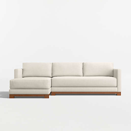 Gather Wood Base 2-Piece Bench Sectional Sofa with Chaise Lounge